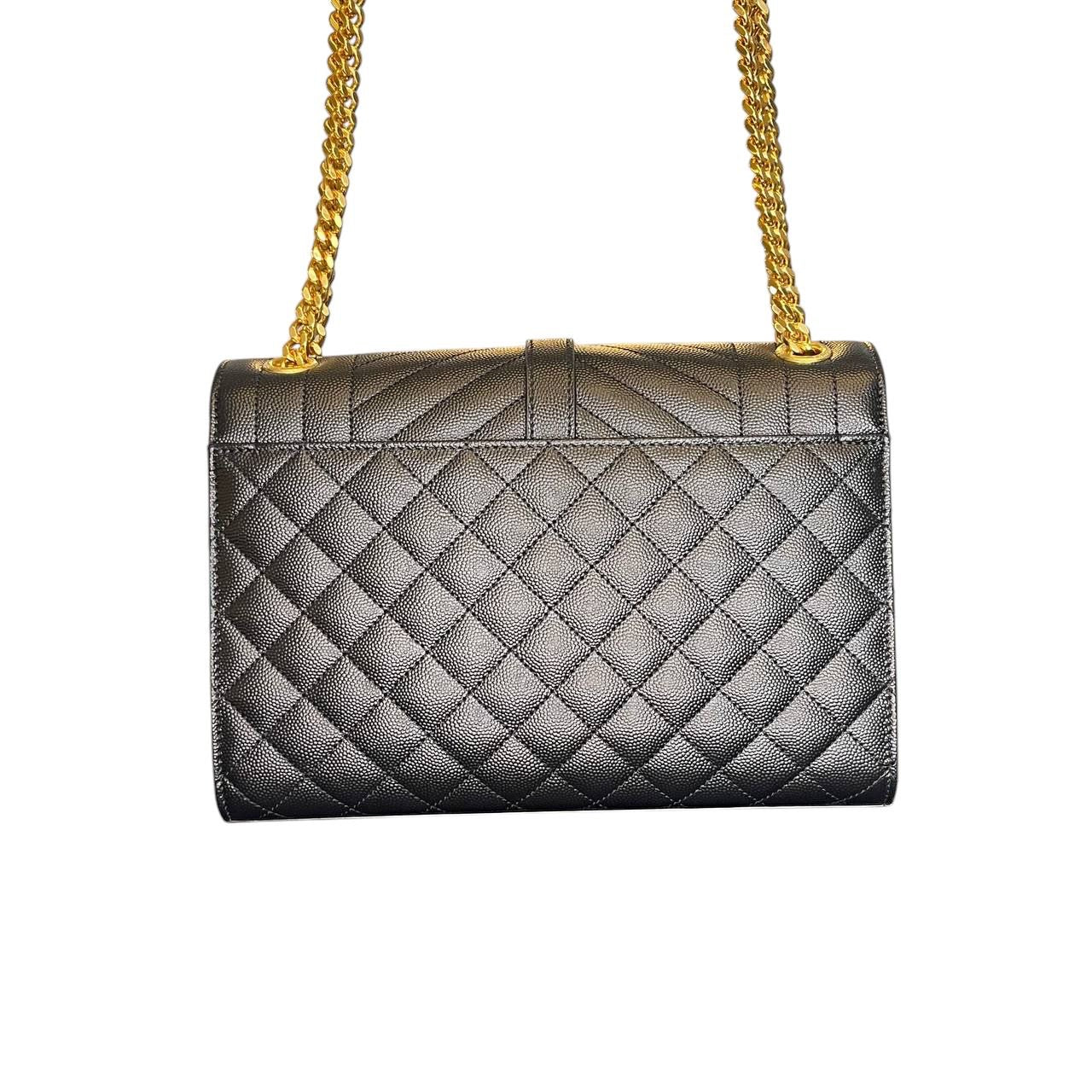 YSL Envelope Media in pelle Nera