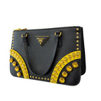 Prada Mini Tote Nera in Saffiano e Gemme