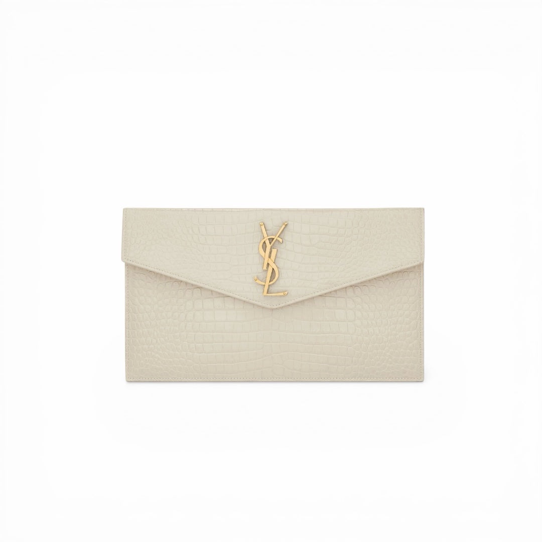 YSL Pochette Uptown Coccodrillo Bianca