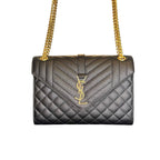 YSL Envelope Media in pelle Nera