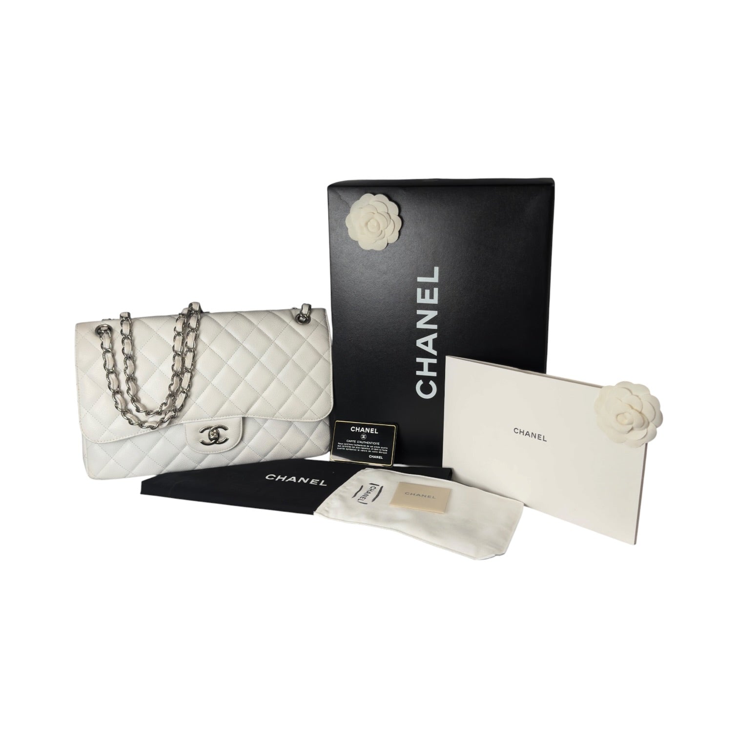 Chanel Jumbo 30 Caviar Bianca Edizione Milano