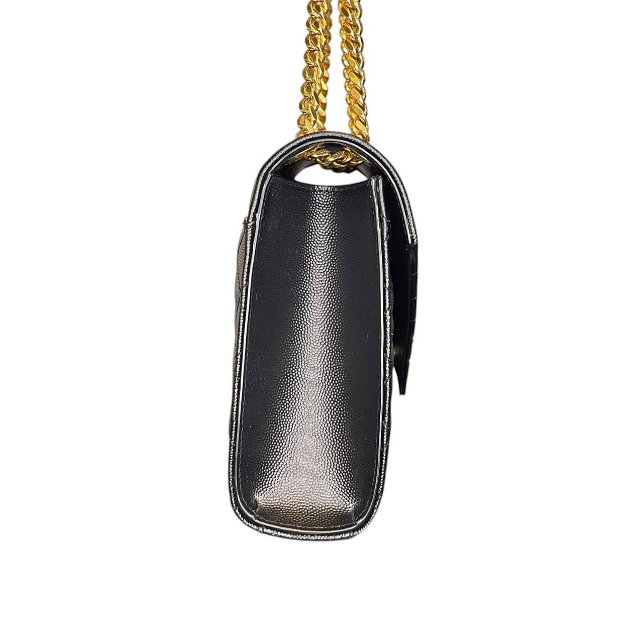 YSL Envelope Media in pelle Nera