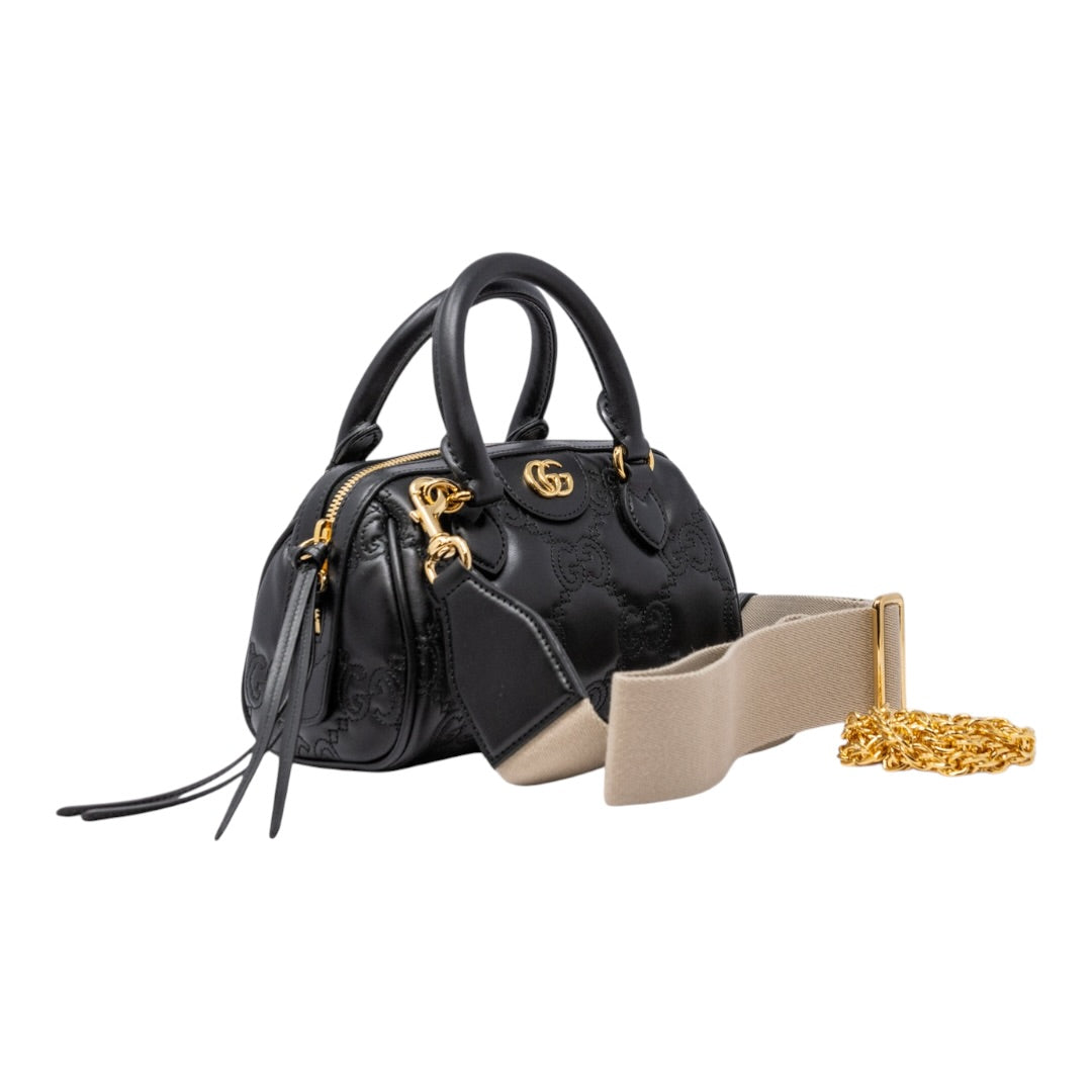 Gucci Bauletto Mini GG Nero in Pelle