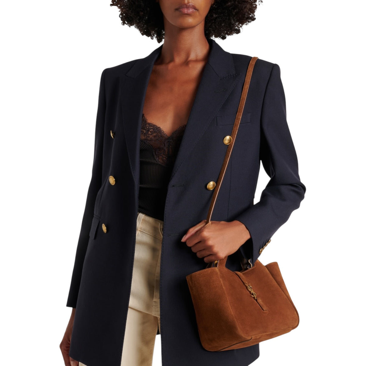 YSL Le 5 a 7 Baby Bea Cognac in Suede