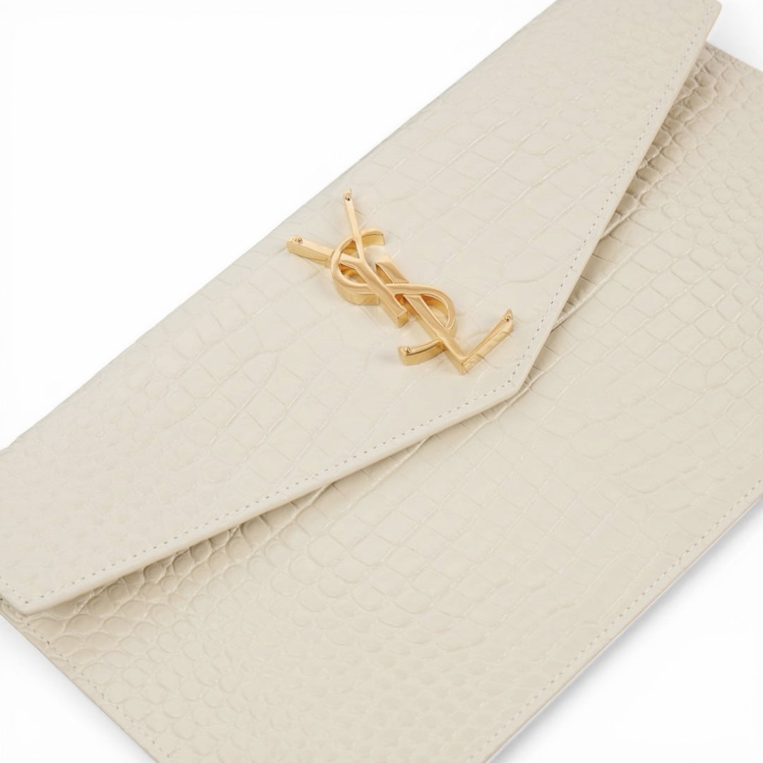 YSL Pochette Uptown Coccodrillo Bianca