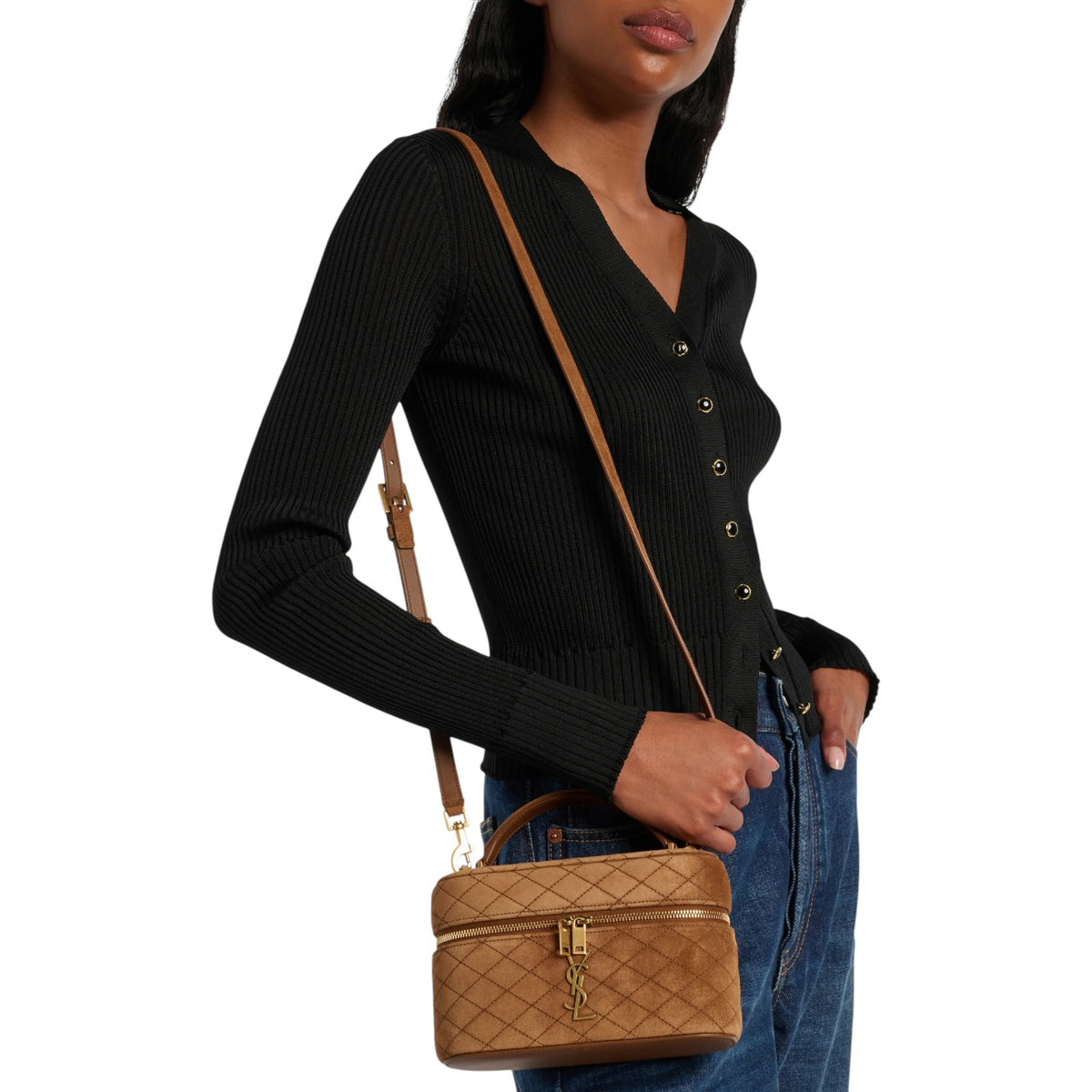 YSL Gaby Vanity Medio Marrone Scamosciato