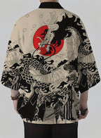 Cardigan Kimono da Uomo con Stampa Drago Vintage