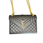 YSL Envelope Media in pelle Nera