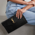 YSL Pochette Uptown Coccodrillo Nera