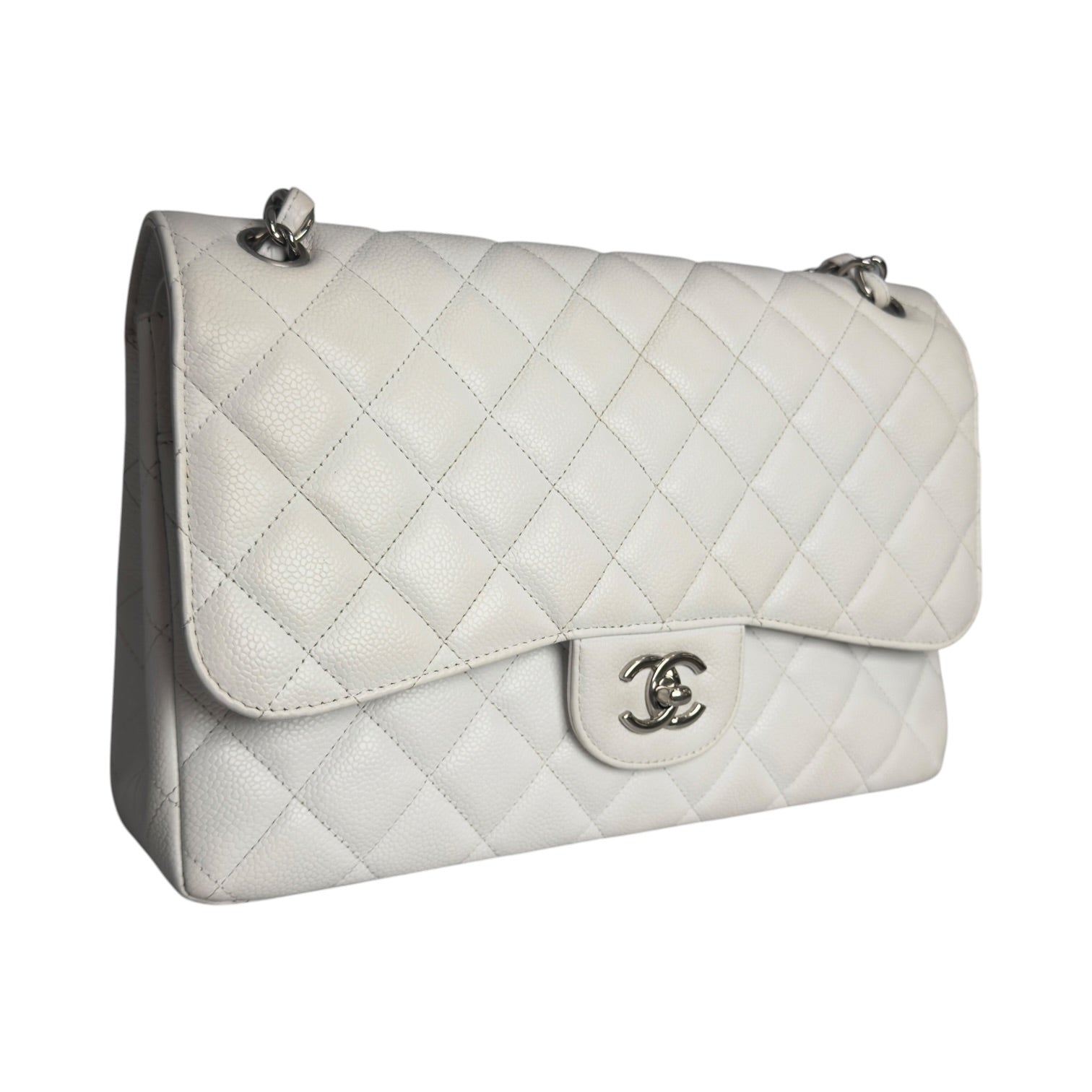 Chanel Jumbo 30 Caviar Bianca Edizione Milano