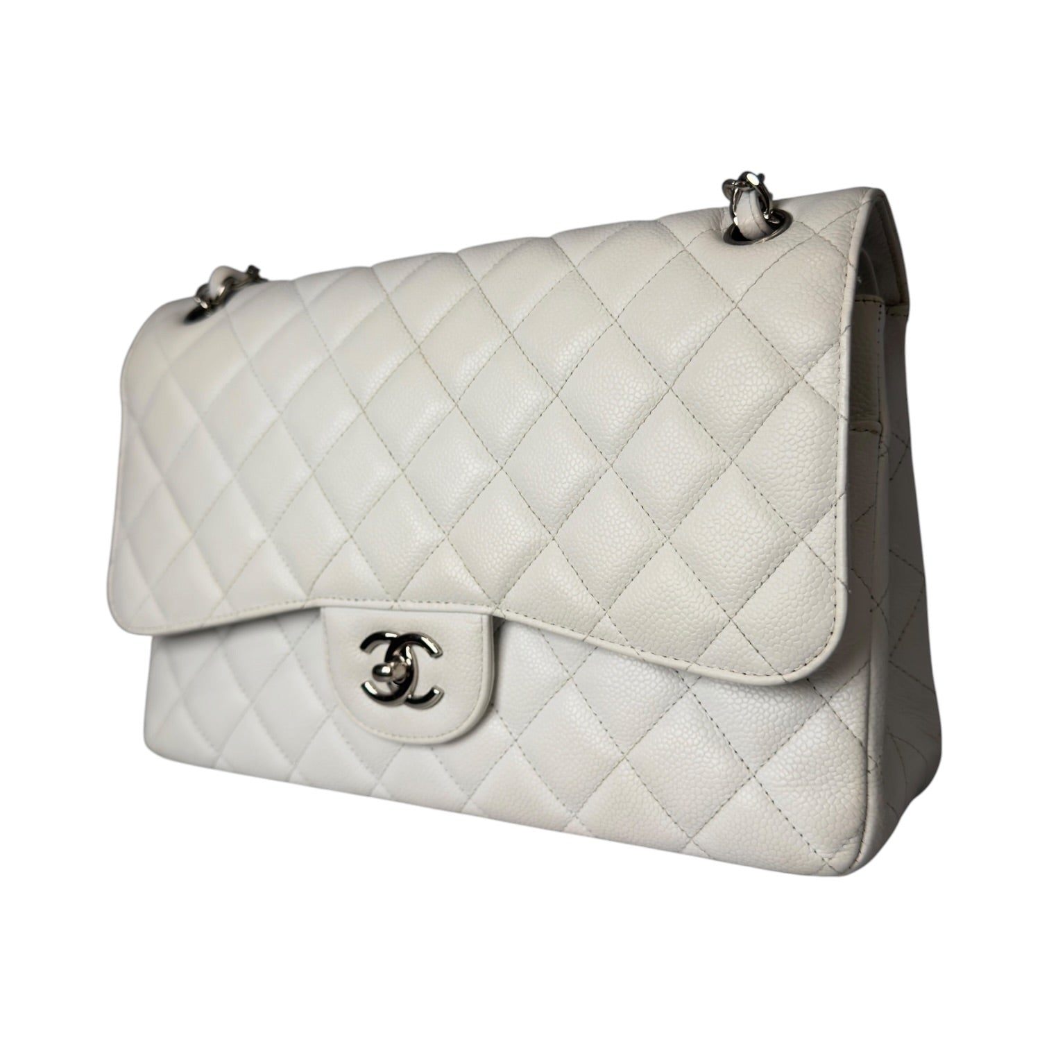 Chanel Jumbo 30 Caviar Bianca Edizione Milano
