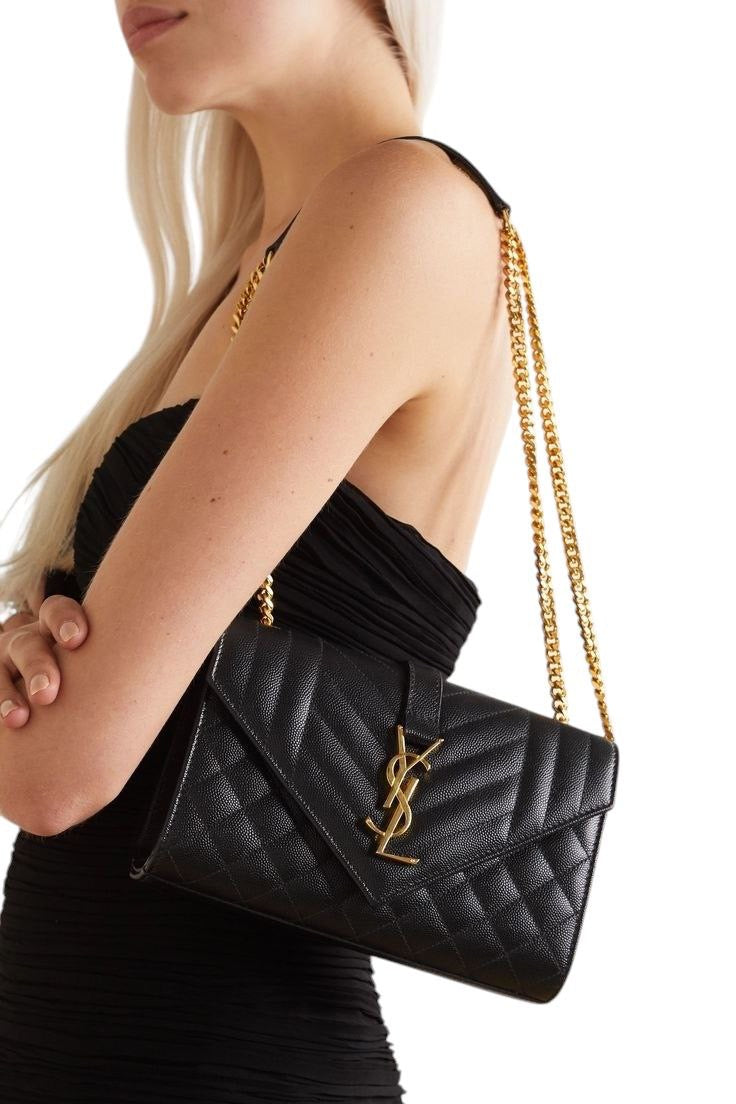 YSL Envelope Small in Pelle Nera