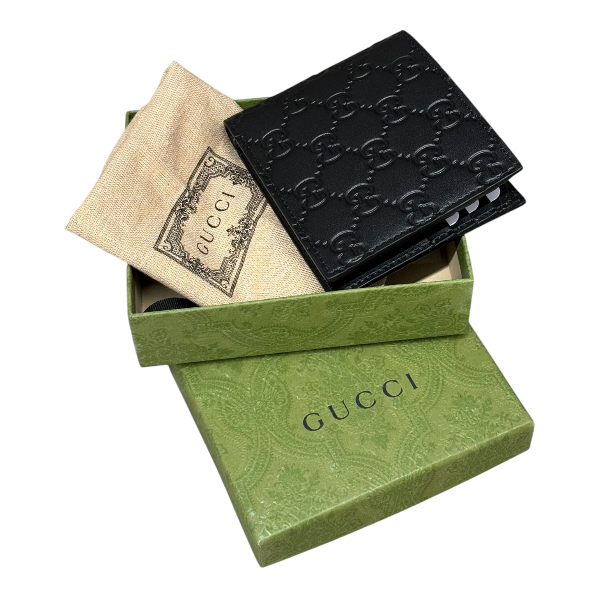 Gucci Portafoglio bi-fold GG Emblem Nero