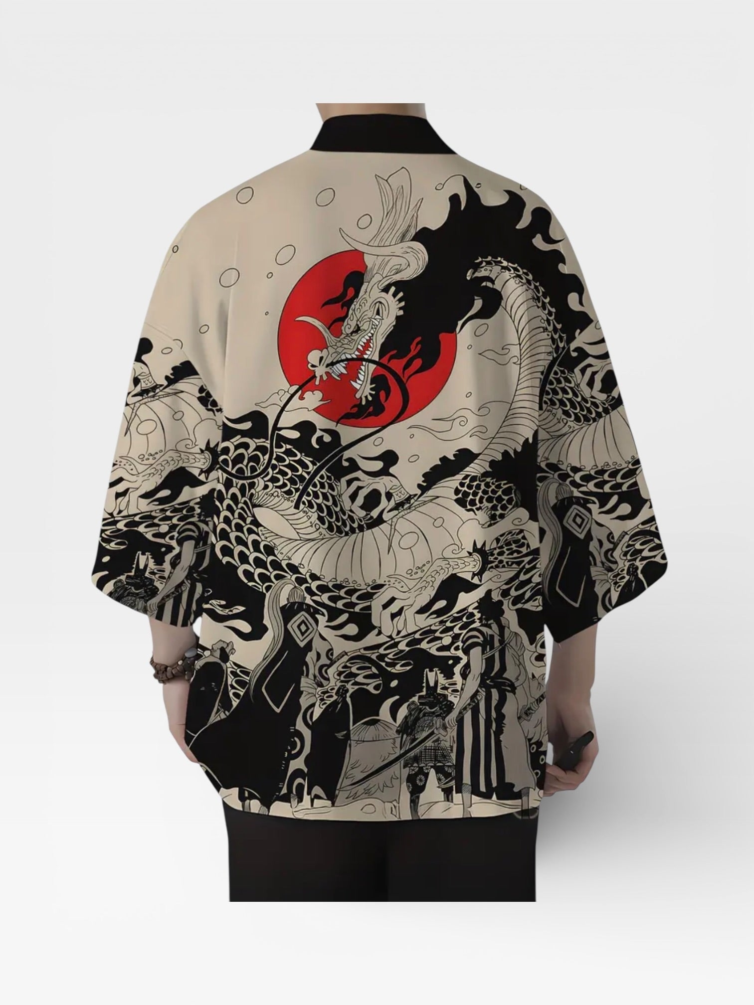 Cardigan Kimono da Uomo con Stampa Drago Vintage